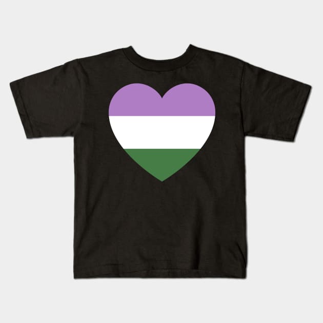 Gender Queer Flag Heart Kids T-Shirt by Dog & Rooster